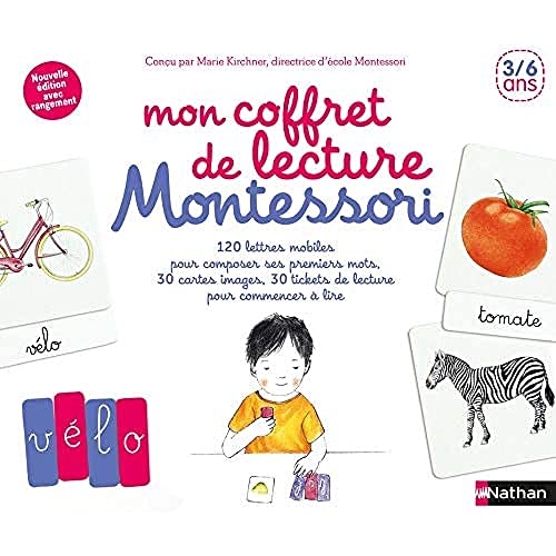 Mon coffret Montessori lecture: Avec 30 cartes images, 120 lettres mobiles, 30 tickets de lecture et 1 casier de rangement des lettres von NATHAN