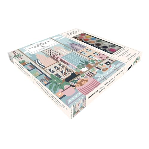 Mon kit Un après-midi à New York peinture au numéro: Coffret avec 1 modèle en couleur, 18 pots de peinture numérotés, 2 pinceaux, 1 planche pour s'exercer + 1 planche à afficher ou à offrir von DESSAIN TOLRA