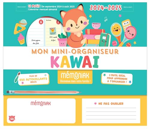 Mon mini-organiseur scolaire primaire Kawaï 2024-2025, organisation enfants