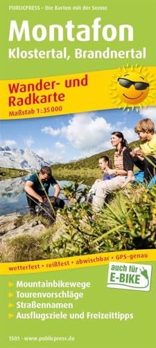 Montafon, Klostertal, Brandnertal: Wander- und Radkarte mit Ausflugszielen & Freizeittipps, wetterfest, reißfest, abwischbar, GPS-genau. 1:35000 (Wander- und Radkarte: WuRK)