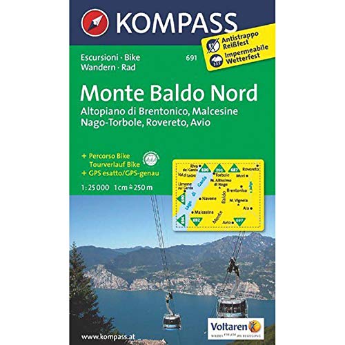 Monte Baldo Nord 1 : 25 000: Wanderkarte mit Radwegen. GPS-genau. 1:25000 (KOMPASS-Wanderkarten, Band 691)