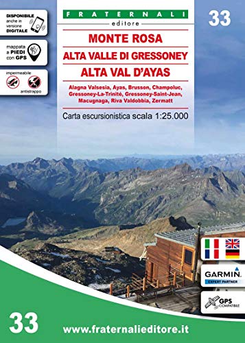 33 Monte Rosa, Alta Valle di Gressoney (wandelkaart, Band 33)