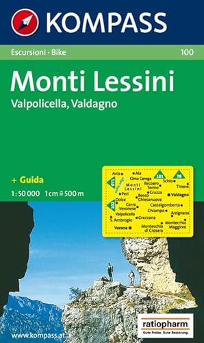 Monti Lessini, Valpolicella, Valdegna, Gruppo della Carega, Recoaro Terme: Escursion / bike. 1:50.000