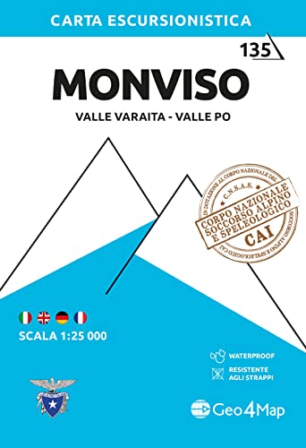 Monviso: Wanderkarte 1:25000 (Carta escursionistica)