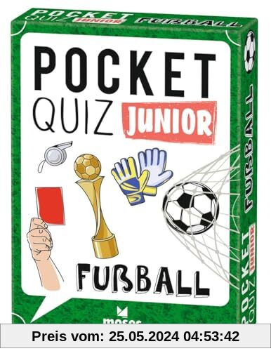 Moses. Pocket Quiz Junior Fußball, Das Kinderquiz mit 100 Fragen und Fakten rund um die beliebteste Sportart der Welt, Kompaktes Rate-Quiz für Kinder ab 8 Jahren