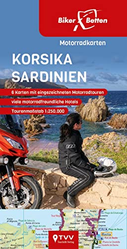 Motorradkarten Set Korsika Sardinien: BikerBetten Tourenkarten 1: 250 000