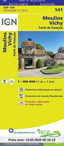 Moulins Vichy 1:100 000: IGN Cartes Top 100 - Straßenkarte