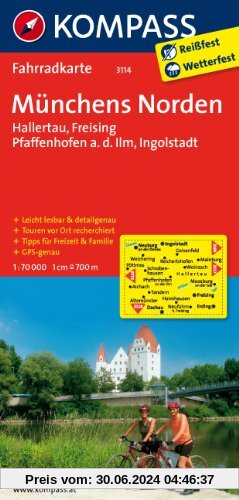 Münchens Norden - Hallertau - Freising - Pfaffenhofen a.d. Ilm - Ingolstadt: Fahrradkarte. GPS-genau. 1:70000