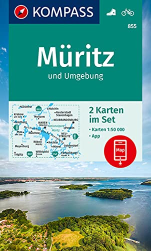 KOMPASS Wanderkarten-Set 855 Müritz und Umgebung (2 Karten) 1:50.000: inklusive Karte zur offline Verwendung in der KOMPASS-App. Fahrradfahren. von Kompass Karten GmbH