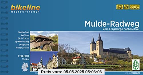 Mulde-Radweg: Vom Erzgebirge nach Dessau, 1:50.000, 390 km, wetterfest/reißfest, GPS-Tracks Download, LiveUpdate (Bikeline Radtourenbücher)