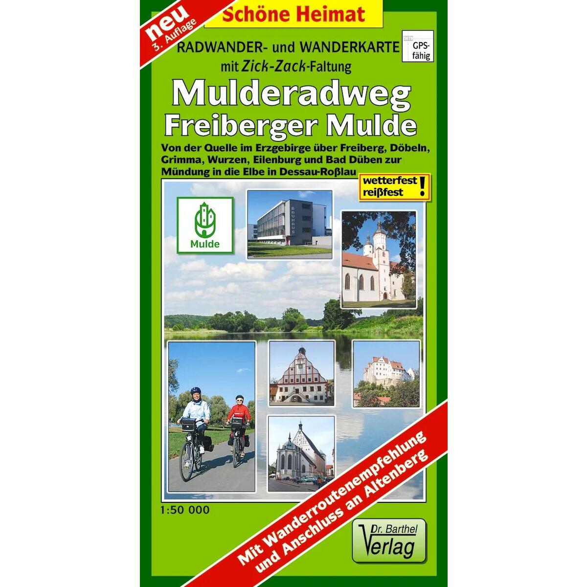 Radwander- und Wanderkarte Mulderadweg (Freiberger Mulde) von Barthel Dr.