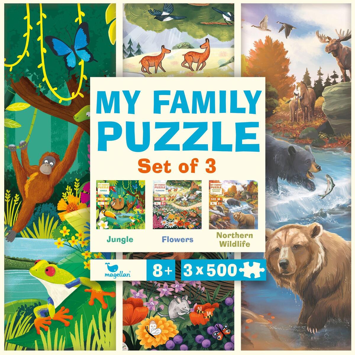 My Family Puzzle - Set of 3 - Jungle, Flowers, Northern Wildlife My Family Puzzle - Set of 3 - Jungle, Flowers, Northern Wildlife von Magellan GmbH