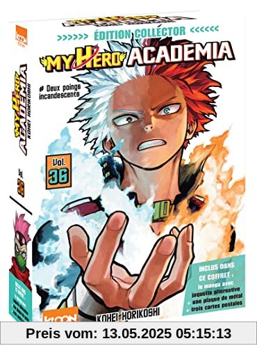 My Hero Academia T36 - Édition collector: Coffret avec jaquette alternative, une plaque de métal et trois cartes postales