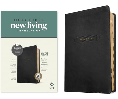NLT Large Print Thinline Center-Column Reference Bible, Filament Enabled (Leatherlike, Black Holy Windows, Indexed, Red Letter) von Tyndale House Publishers