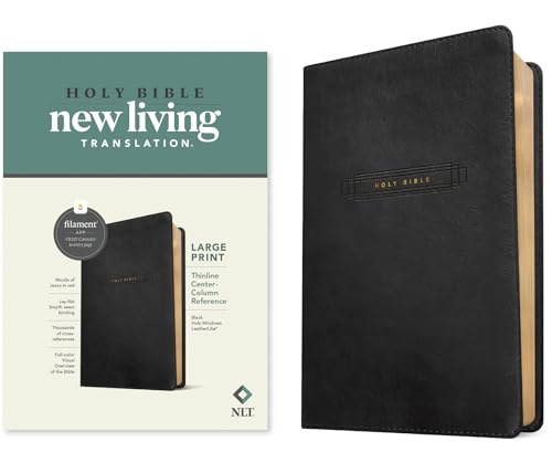 NLT Large Print Thinline Center-Column Reference Bible, Filament Enabled (Leatherlike, Black Holy Windows, Red Letter) von Tyndale House Publishers
