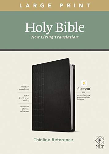 NLT Large Print Thinline Reference Bible, Filament Enabled Edition (Red Letter, Leatherlike, Black): New Living Translation, Cross Grip Black, Leatherlike, Thinline Reference, Filament Enabled