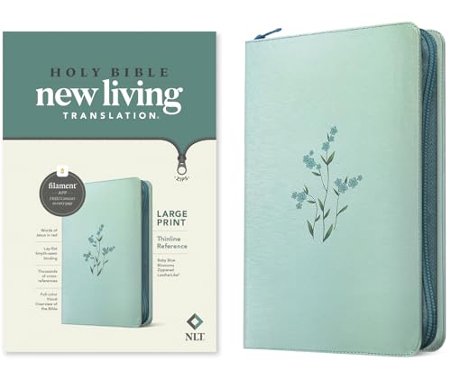 NLT Large Print Thinline Reference Zipper Bible, Filament Enabled (Leatherlike, Baby Blue Blossoms, Red Letter) von Tyndale House Publishers