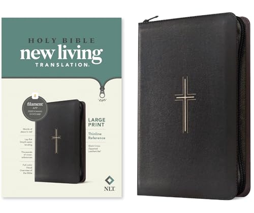 NLT Large Print Thinline Reference Zipper Bible, Filament Enabled (Leatherlike, Black Cross, Red Letter) von Tyndale House Publishers