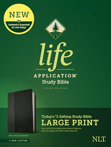 NLT Life Application Study Bible, Third Edition, Large Print (Leatherlike, Black/Onyx)