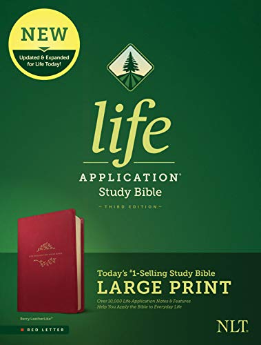 NLT Life Application Study Bible, Third Edition, Large Print (Red Letter, Leatherlike, Berry) von Tyndale House Publishers