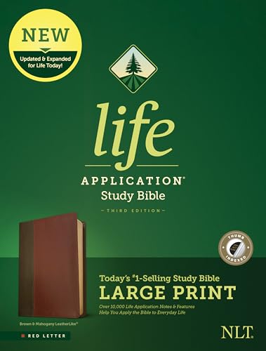 NLT Life Application Study Bible, Third Edition, Large Print (Red Letter, Leatherlike, Brown/Tan, Indexed): New Living Translation, Life Application Study Bible, Brown/tan, Leatherlike, Red Letter