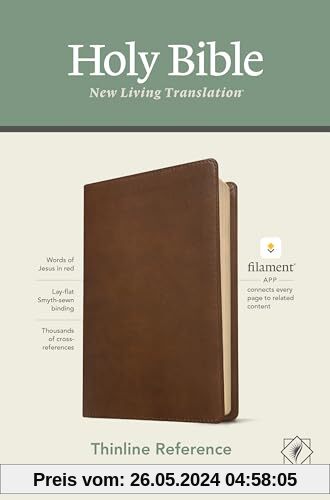 NLT Thinline Reference Bible, Filament Enabled Edition (Red Letter, Leatherlike, Rustic Brown): New Living Translation, Rustic Brown Leatherlike, Filament Enabled, Thinline Reference