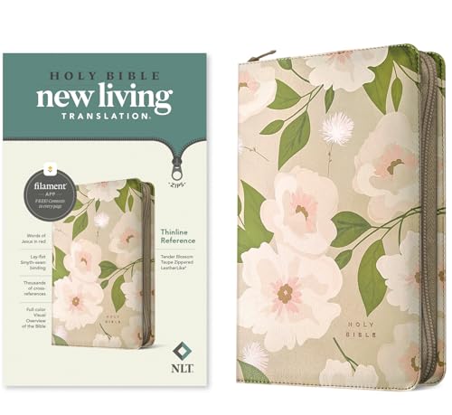 NLT Thinline Reference Zipper Bible, Filament Enabled (Leatherlike, Tender Blossom Taupe, Red Letter) von Tyndale House Publishers