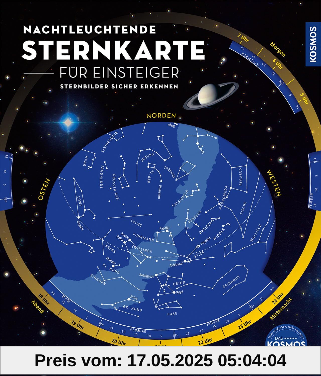 Nachtleuchtende Sternkarte für Einsteiger: Einfach drehen, sicher erkennen. Die große Sternkarte mit allen von Deutschland aus sichtbaren Sternbildern und kinderleichter Handhabung.