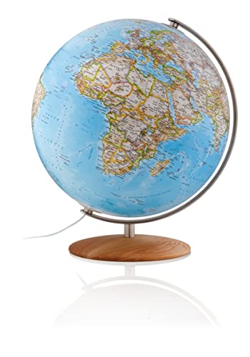 National Geographic Fusion 3702 classic: Leuchtglobus 37 cm, handkaschiert, Edelstahlmeridian, Eichenholzfuß (Klassischer Globus) von National Geographic