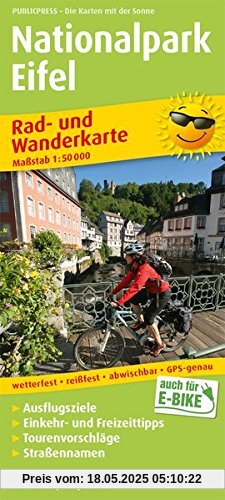 Nationalpark Eifel: Rad- und Wanderkarte mit Ausflugszielen, Einkehr- & Freizeittipps, Straßennamen, wetterfest, reissfest, abwischbar, GPS-genau. 1:50000 (Rad- und Wanderkarte/RuWK)