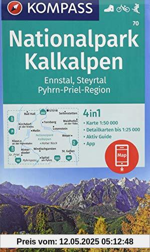 Nationalpark Kalkalpen, Ennstal, Steyrtal, Pyhrn-Priel-Region: 4in1 Wanderkarte 1:50000 mit Aktiv Guide und Detailkarten inklusive Karte zur offline ... Skitouren. (KOMPASS-Wanderkarten, Band 70)