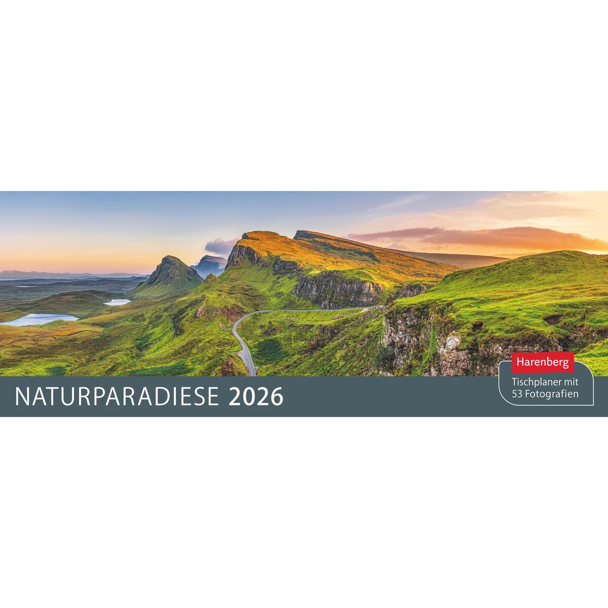 Naturparadiese Premium-Tischplaner 2026 - Wochenkalender mit 53 Fotografien von Harenberg