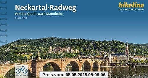 Neckartal-Radweg: Von der Quelle nach Mannheim, 1:50.000, 368 km, GPS-Tracks Download, LiveUpdate (Bikeline Radtourenbücher)