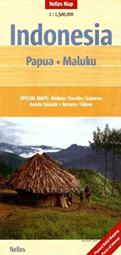 Nelles Maps Indonesia: Papua, Maluku: Special Maps: Ambon / Haruku / Saparua, Banda Islands, Ternate / Tidore. Physical Relief Mapping, Places of Interest