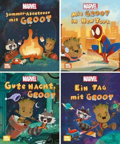 Nelson Mini-Bücher: 4er Marvel: Guardians of the Galaxy 1-4: Geschichten mit Baby Groot | Für Kinder ab 3 Jahren (Nelson Mini-Bücher: Ein großer Spaß im kleinen Format) von Nelson
