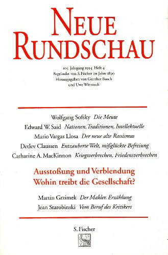 Neue Rundschau, 105. Jahrgang 1994, Heft 4: Ausstoßung und Verblendung von S. Fischer Verlag GmbH