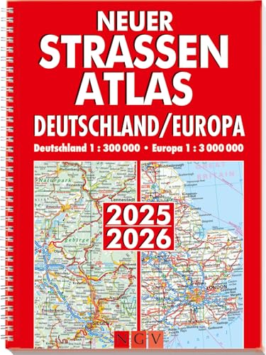 Neuer Straßenatlas Deutschland/Europa 2025/2026: Deutschland 1:300.000 | Europa 1:3.000.000 | Praktisch mit Spiralbindung Neuer Straßenatlas Deutschland/Europa 2025/2026: Deutschland 1:300.000 | Europa 1:3.000.000 | Praktisch mit Spiralbindung