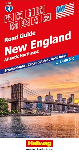 Hallwag Strassenkarte USA, New England 1:1 Mio.: Mit New York, Boston, Philadelphia, Acadia, Cape Cod, Niagara Falls. Inkl. Stadtpläne, ... (Hallwag Strassenkarten, Band 4)
