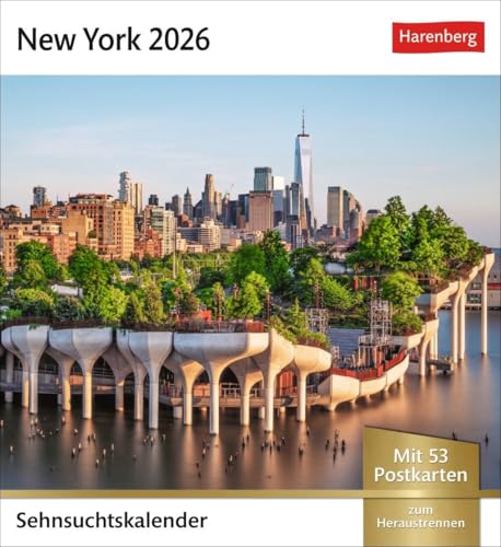 New York Sehnsuchtskalender 2026 - Wochenkalender mit 53 Postkarten: Der Big Apple in einem Foto-Kalender für den Tisch. Aufstellkalender mit 53 ... Auch zum Aufhängen (Postkartenkalender) von Harenberg