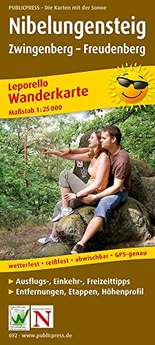 Nibelungensteig, Zwingenberg - Freudenberg, Leporello Wanderkarte 1:25.000: Mit Ausflugszielen, Einkehr- & Freizeittipps, wetterfest, reißfest, abwischbar, GPS-genau. (Leporello Wanderkarte: LEP-WK)