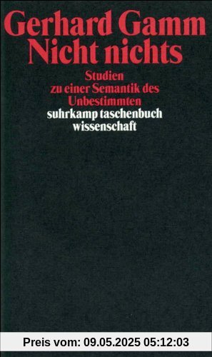 Nicht nichts: Studien zu einer Semantik des Unbestimmten (suhrkamp taschenbuch wissenschaft)