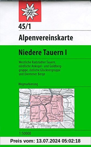 Niedere Tauern 1: Wegmarkierung - Topographische Karte 1:50.000 (Alpenvereinskarten)