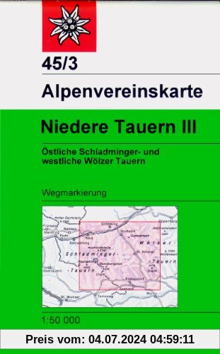 Niedere Tauern 3: Wegmarkierung - Topographische Karte 1:50000: Östliche Schladminger- und westliche Wölzer Tauern