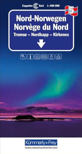 Kümmerly+Frey Regional-Strassenkarte 5 Nord-Norwegen 1:400.000: Mit Tromso, Nordkapp, Kirkenes. Inkl. Ortsverzeichnis und Reiseinformationen von Hallwag Kümmerly+Frey