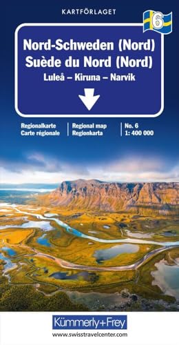 Kümmerly+Frey Regional-Strassenkarte 6 Nord-Schweden (Nord) 1:400.000: Mit Lulea, Kiruna und Narvik. Inkl. Reiseinformationen von Hallwag Kümmerly+Frey