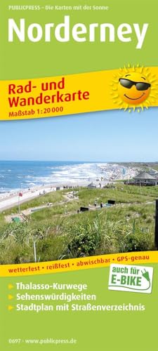 Norderney: Rad- und Wanderkarte, Freizeitkarte mit Thalasso-Kurwegen, Sehenswürdigkeiten, Stadtplan und Straßenverzeichnis, wetterfest, reißfest, ... 1 : 20 000 (Rad- und Wanderkarte: RuWK) von Publicpress