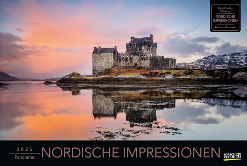 Nordische Impressionen 2026: Großer Foto-Wandkalender mit Bildern aus nördlichen Ländern. Edler schwarzer Hintergrund. PhotoArt Panorama Querformat: 58x39 cm. von Korsch Verlag