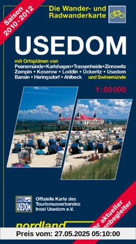 Nordland Karten, Usedom: Mit Ortsplänen von Peenemünde, Karlshagen, Trassenheide, Zinnowitz, Zempin, Koserow, Loddin, Ückeritz, Usedom, Bansin, Heringsdorf, Ahlbeck und Swinemünde