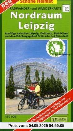 Nordraum Leipzig 1 : 50 000 / Radwander-und Wanderkarte: Ausflüge zwischen Leipzig, Delitzsch, Bad Düben und dem Erholungsgebiet Goitzsche bei Bitterfeld