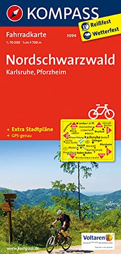 KOMPASS Fahrradkarte 3094 Nordschwarzwald - Karlsruhe - Pforzheim 1:70.000: reiß- und wetterfest